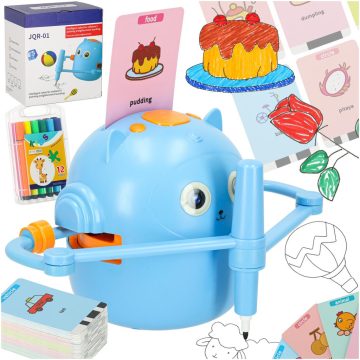   Oktatási robot interaktív tanulás rajzolni írás fiche készlet markerek kék