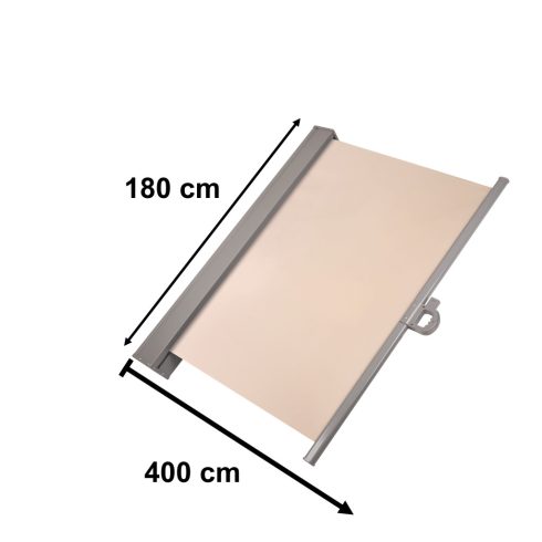 LUARO behúzható napellenző 180 x 400 cm bézs színű, oldalsó terasz napellenzője