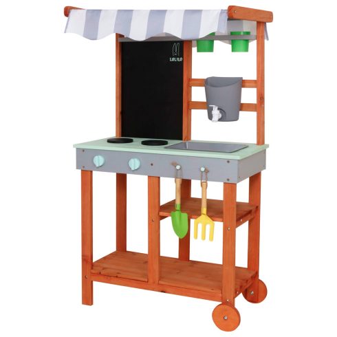 Kerekes kerti sárkonyha kerekeken kiegészítők csap kültéri Lulilo Sableto 116 cm