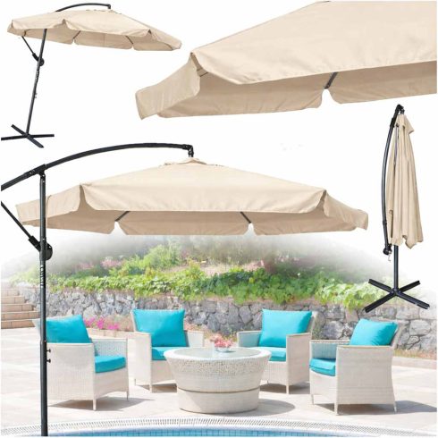 Kerti napernyő nagy összecsukható napernyő 290cm bézs színű gémekkel