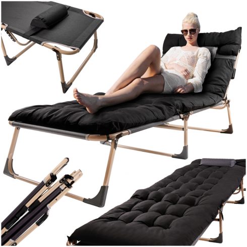 Tourist összecsukható ágy 198 cm fekete