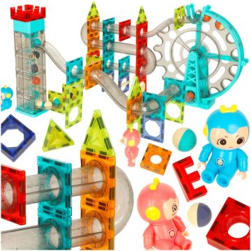   Mágneses téglák golyós pálya hang zenével 118 elemekkel