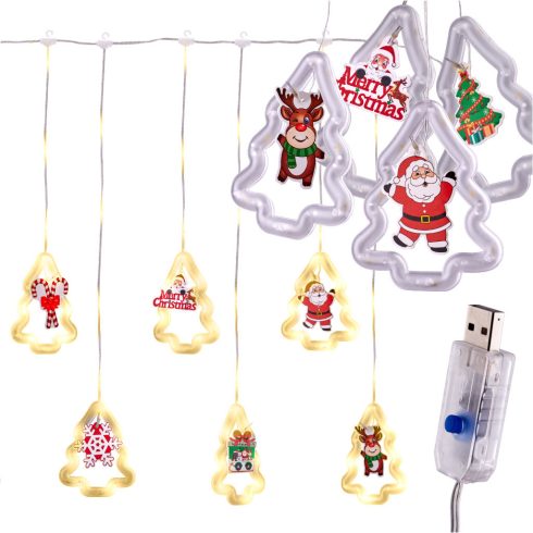 LED karácsonyfa kép függöny fényei 3m 10 USB izzók