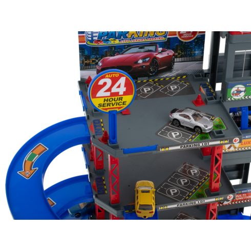 Parkolóház kétszintes benzinkút autómosó