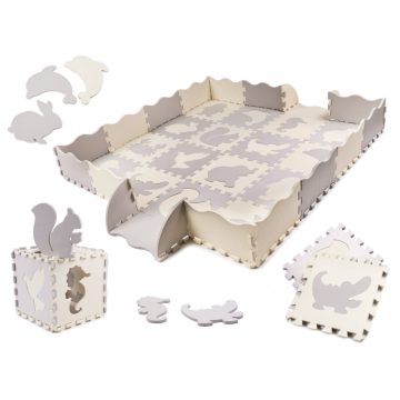   Habszivacs puzzle szőnyeg/gyerekeknek járóka 36el. szürke-ecru