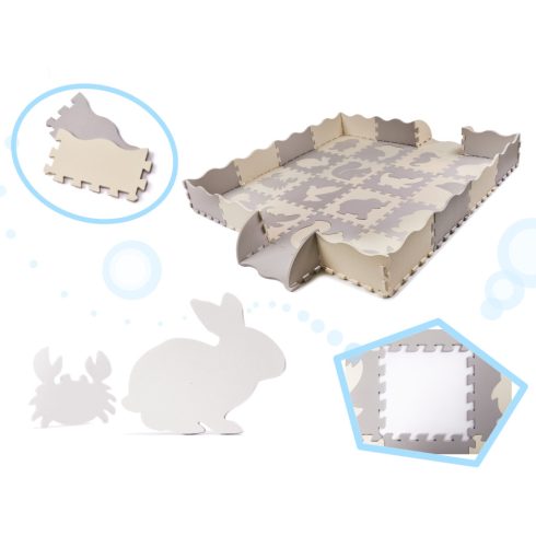 Habszivacs puzzle szőnyeg/gyerekeknek járóka 36el. szürke-ecru