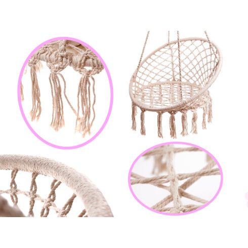 Gólyafészek karosszék hinta háttámlával ekrü 80cm