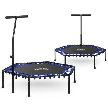   Neo-Sport 127 cm-es fitnesz trambulin fogantyúval – hatszögletű, kék
