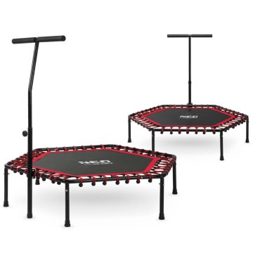   Neo-Sport 127 cm-es fitnesz trambulin fogantyúval – hatszögletű, piros