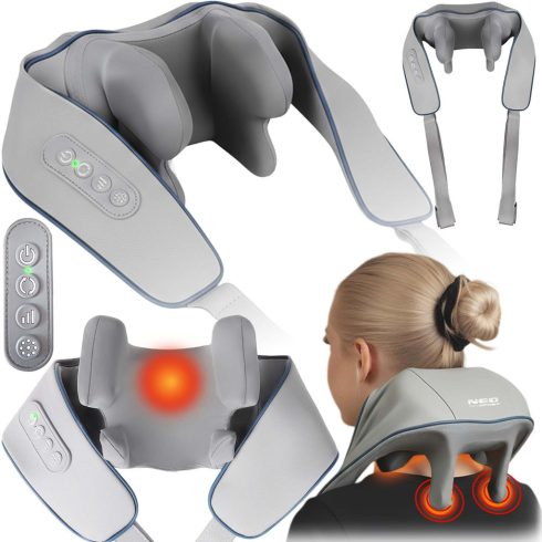 Shiatsu hátsó nyakmasszírozó 3 üzemmódú, vezeték nélküli fűtésű Neo-Sport NS-505