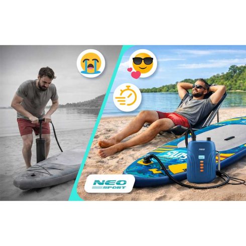 Elektromos szivattyú SUPa felfújható csónak matrachoz + 6 db 12V-os adapter Neo-Sport NS-713