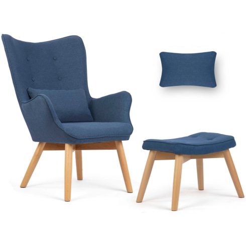 Norse kék karosszék lábtartóval
