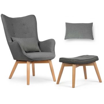 Wingback szék lábtartóval Sofotel Norse szürke