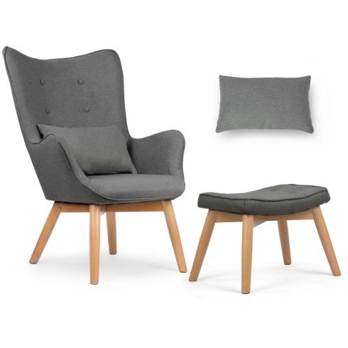 Wingback szék lábtartóval Sofotel Norse szürke