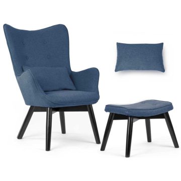 Wingback szék lábtartóval Sofotel Norse kék