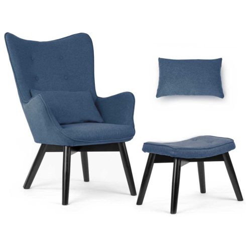 Wingback szék lábtartóval Sofotel Norse kék