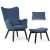 Wingback szék lábtartóval Sofotel Norse kék