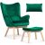 Wingback szék lábtartóval Sofotel Norse sötétzöld