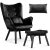 Wingback szék lábtartóval Sofotel Norse fekete