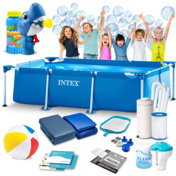   300 x 200 x 75 cm 15 az 1-ben INTEX 28272 keretes kerti medence + INGYENES buborékfúvó