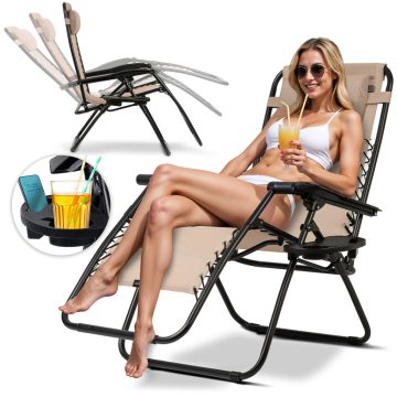   Sofotel ChillWell összecsukható kerti nyugágy párnával, bézs