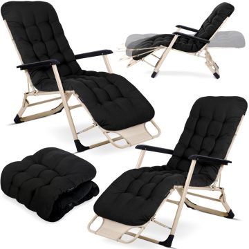   Összecsukható kerti nyugágy párnával Sofotel ChillWell, 2 db-os készlet, fekete