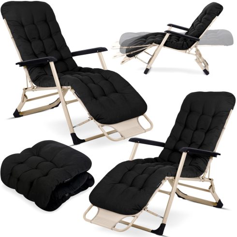 Összecsukható kerti nyugágy párnával Sofotel ChillWell, 2 db-os készlet, fekete