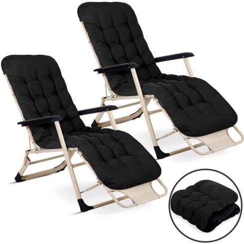 Összecsukható kerti nyugágy párnával Sofotel ChillWell, 2 db-os készlet, fekete