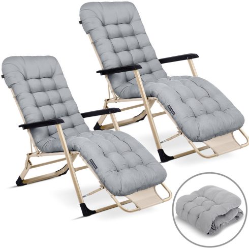 Összecsukható kerti nyugágy párnával Sofotel ChillWell, 2 db-os készlet, világosszürke