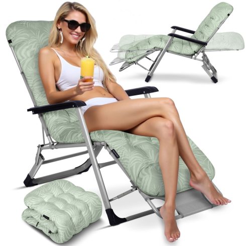 Sofotel ChillWell összecsukható kerti nyugágy párnával, világoszöld