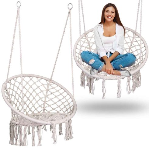 BOHO bézs függő lengő kerti szék