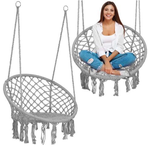 BOHO függő hinta kerti szék, szürke