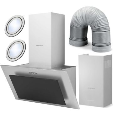   60 cm-es kéményes páraelszívó, rozsdamentes acél + fekete BT-209