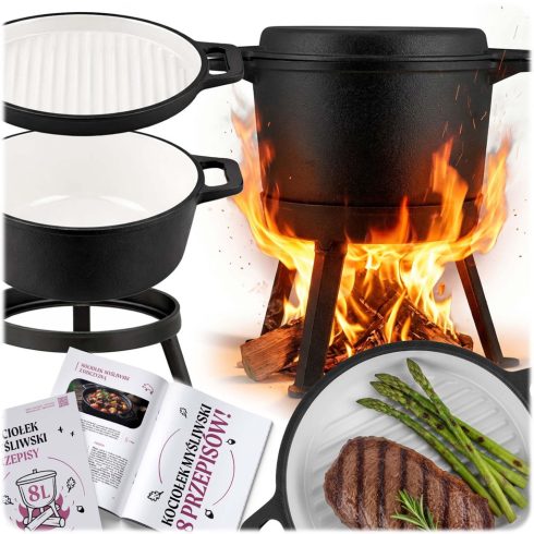 Zománcozott öntöttvas edény, 8l álló edény + grillserpenyő BD-480 348010