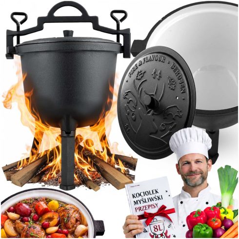 Öntöttvas vízforraló, zománcozott fazék, 8l, kandallós grillhez BD-481 348100