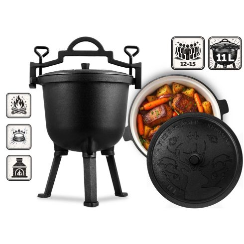 Öntöttvas vízforraló, zománcozott fazék, 11l, kandallós grillhez BD-481 348110