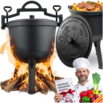   Öntöttvas vízforraló 11 l-es vadászedénysültek tábortűz grillhez BD-482 348210