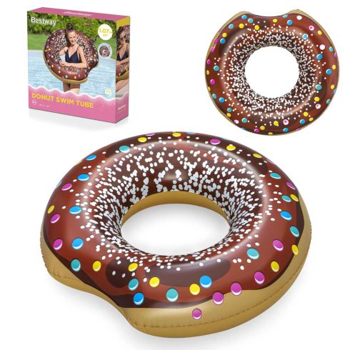 Felfújható strandúszógyűrű barna Donut 107cm BESTWAY