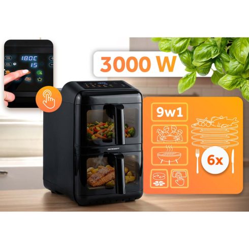 Kétkamrás függőleges zsírmentes sütő 11,6 l légsütő Berdsen fryer 3000W BD-663