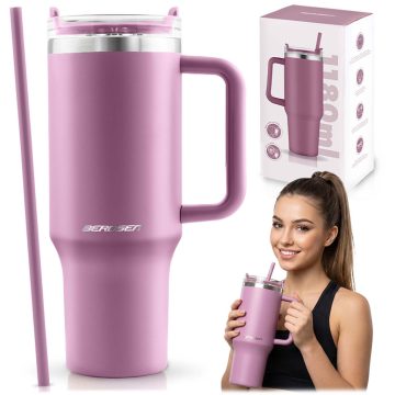   Termos próżniowy kubek ze słomką 1180 ml Berdsen różowy