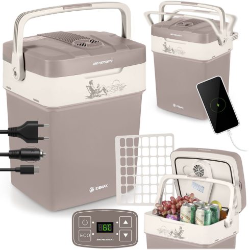 Berdsen Icemax 29 literes hordozható hűtőszekrény ECO üzemmóddal – sötét szürke