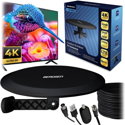 Berdsen BD-955 beltéri ultra HD 4K TV antenna, fekete