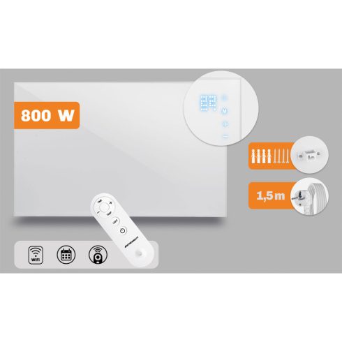 Infravörös fűtőtest 800 W infrafűtő Berdsen BD-987 WiFi távirányító alkalmazás