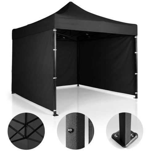 Kerti pavilon 3 fal 3 x 3 m fekete Plonos