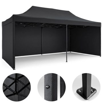 Kerti pavilon 3 fal 3 x 6m fekete Plonos