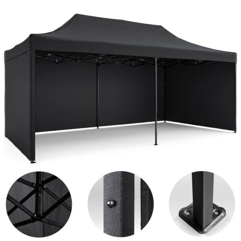 Kerti pavilon 3 fal 3 x 6m fekete Plonos