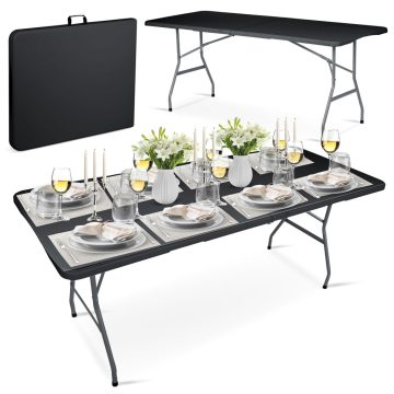   Összecsukható kerti vendéglátó asztal 180 cm Plonos fekete