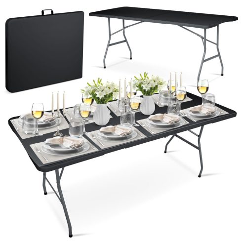Összecsukható kerti vendéglátó asztal 180 cm Plonos fekete
