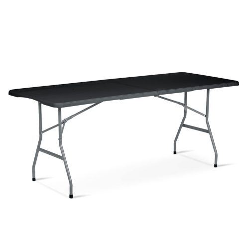 Kerti vendéglátó szett összecsukható asztal + 2 pad 180 cm Plonos fekete