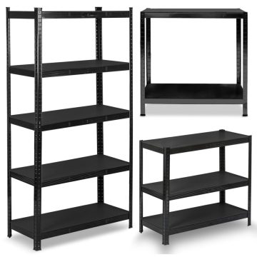 Fém raktári polc 180 x 90 x 40 cm Humberg HR-851 fekete